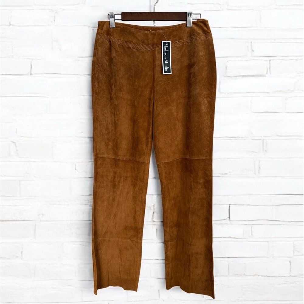 Madison Studio Suede Leather Pants Sz 12 Whipstitch Vtg Rodeo Western Festival